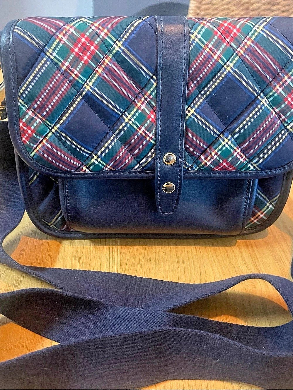 Talbots Plaid Crossbody Bag in Blue & Red